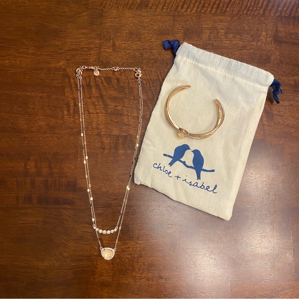Chloe + Isabel Rose Gold Necklace and Bracelet Set